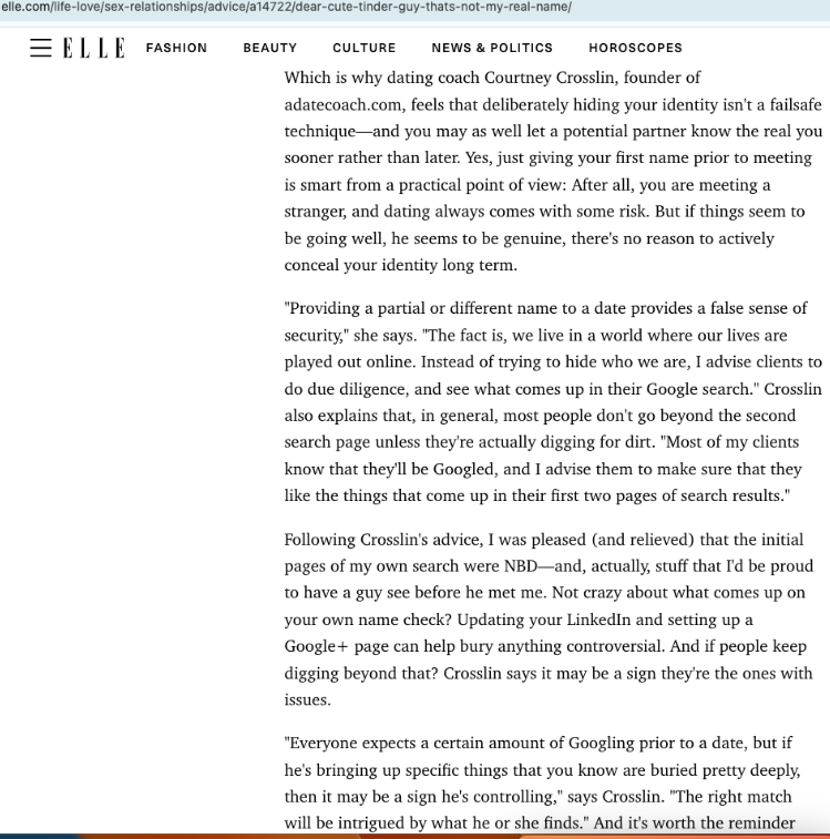 elle magazine article